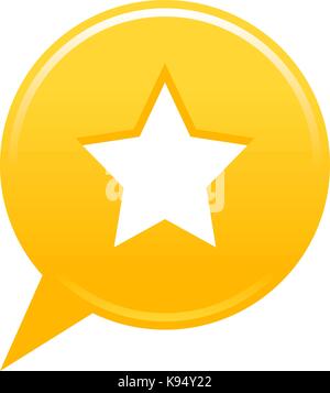 Gelbe Karte die Schaltfläche pin mit White Star unterzeichnen. Wohnung Standort Symbol Kreis Form getrennt. Vector Illustration ein grafisches Element für Web Internet desi Stock Vektor