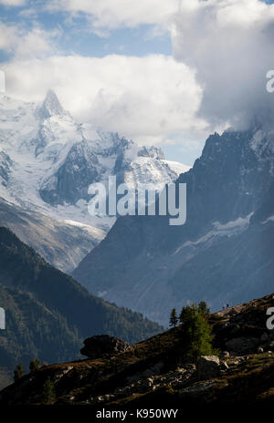 Die Dent du Geant vom auiguille Rouge, Chamonix, Frankreich. Stockfoto