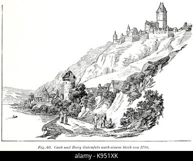 Luthmer V 60 Kaub und Burg Gutenfels nach einem Stich von 1798 Stockfoto