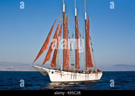 Tall Ship american Pride aus Dana Point Harbor, CA USA. Dieses 3-Mast Schoner wurde im Jahre 1941 erbaut, ursprünglich als 2-Mast chooner-Dragger" ein Stockfoto