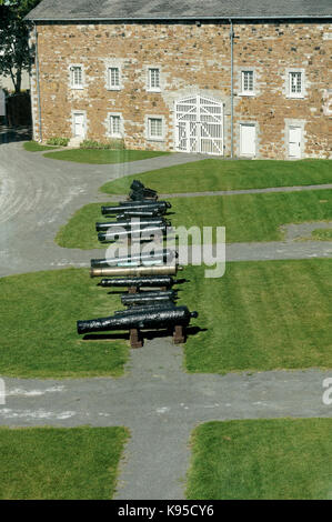 Britische Kanone aus dem 19. Jahrhundert an der Stewart Museum oder Musee Stewart im Parc Jean-Drapeau Park auf Saint Helen's Island, Montreal, Quebec, Kanada Stockfoto