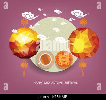 Laternen von Mid Autumn Festival. Übersetzung, glücklich Chuseok. Mid Autumn Festival Stock Vektor