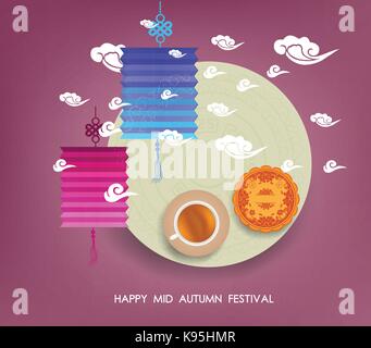 Design Elemente der Mid Autumn Festival. Übersetzung, glücklich Mid Autumn Festival. Stock Vektor