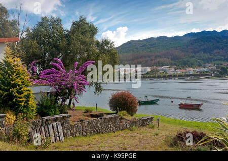 Bajo Mino Region - Fluss, Tomino, Pontevedra Provinz, Region Galicien, Spanien, (Portugal vor), Europa Stockfoto