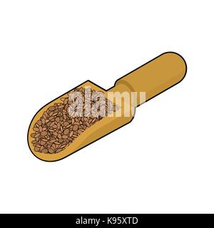 Linsen in Holz- schaufel isoliert. Grobgrieß in Holz Schaufel. Korn auf weißem Hintergrund. Vector Illustration Stock Vektor