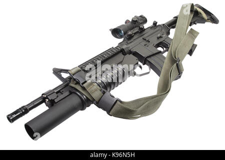 M4 Carbine mit m203 Granatwerfer ausgestattet Stockfoto