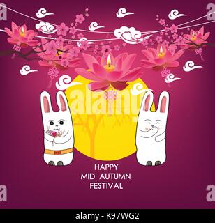 Mond Kaninchen für Feier Mid Autumn Festival, Übersetzung sehr zufrieden Mid Autumn Festival Stock Vektor
