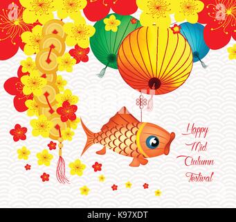 Chinesische Laterne mid Autumn Festival. Orientalische chinesischen Hintergrund Stock Vektor