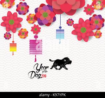 Orientalische Happy Chinese New Year blühenden Blumen Design Stock Vektor