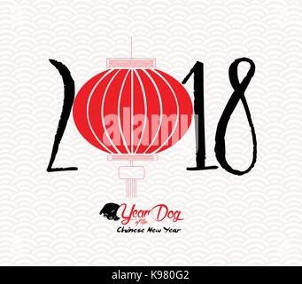Chinesische Frohes neues Jahr des Hundes 2018. Neujahrsfest mit Laterne Stock Vektor