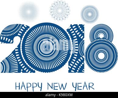 Vector Illustration von Feuerwerk. Frohes neues Jahr Thema 2018 Stock Vektor
