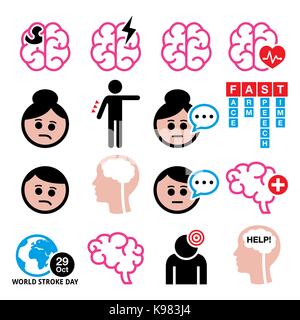 Gehirn Schlaganfall vektor Gesundheit medizinische Symbole - Gehirnverletzung, Hirnschäden Konzept Stock Vektor
