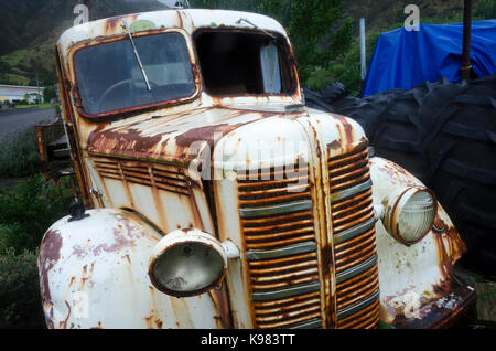 Old Bedford Lkw, Ngawi, Cape Palliser, Wairarapa, North Island, Neuseeland Stockfoto