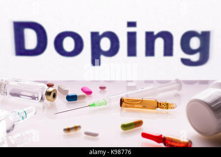 Einige Medikamente, die für den illegalen Doping verwendet werden. Stockfoto