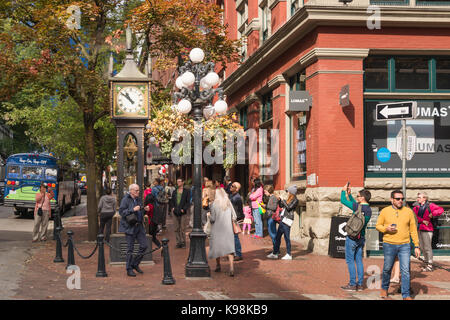 Vancouver, British Columbia, Kanada - 13 September 2017: Steam Clock in Gastown Bezirk Stockfoto