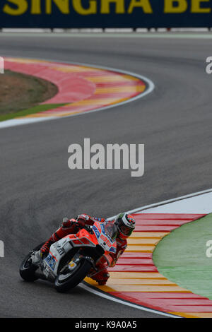 Alcañiz, Spanien. 22 Sep, 2017. #99 Jorge Lorenzo (Spanisch) Ducati Team Ducati in der freien Praxis der Aragon Motorrad Grand Prix, Stromkreis der Motorland, Alcañiz, Spanien. Freitag, 22 September, 2017. Credit: Gtres Información más Comuniación auf Linie, S.L./Alamy leben Nachrichten Stockfoto