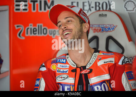 Alcañiz, Spanien. 22 Sep, 2017. #4 Andrea Dovizioso (Italienisch) Ducati Team Ducati in der freien Praxis der Aragon Motorrad Grand Prix, Stromkreis der Motorland, Alcañiz, Spanien. Freitag, 22 September, 2017. Credit: Gtres Información más Comuniación auf Linie, S.L./Alamy leben Nachrichten Stockfoto