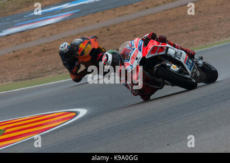 Alcañiz, Spanien. 22 Sep, 2017. #99 Jorge Lorenzo (Spanisch) Ducati Team Ducati in der freien Praxis der Aragon Motorrad Grand Prix, Stromkreis der Motorland, Alcañiz, Spanien. Freitag, 22 September, 2017. Credit: Gtres Información más Comuniación auf Linie, S.L./Alamy leben Nachrichten Stockfoto