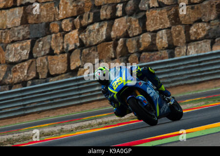 Alcañiz, Spanien. 22 Sep, 2017. #29 Andrea Iannone (italienisch) Team Suzuki Ecstar Suzuki in der freien Praxis der Aragon Motorrad Grand Prix, Stromkreis der Motorland, Alcañiz, Spanien. Freitag, 22 September, 2017. Credit: Gtres Información más Comuniación auf Linie, S.L./Alamy leben Nachrichten Stockfoto