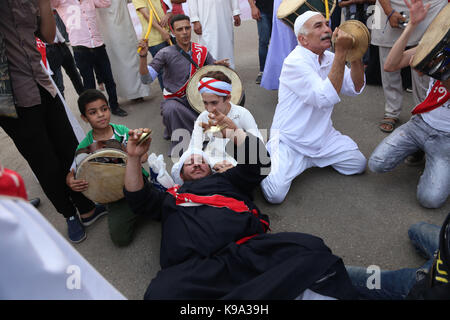 Kairo, Ägypten. 22 Sep, 2017. Die Menschen feiern das Islamische Neujahr vor der Hussain Moschee in Kairo, Ägypten, Sept. 22, 2017. Credit: Ahmed Gomaa/Xinhua/Alamy leben Nachrichten Stockfoto