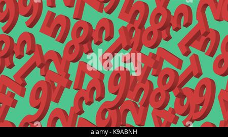 Nahtlose Muster Rot fliegenden Zahlen, Vektor Stock Vektor