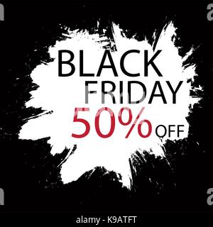 Schwarzer Freitag Verkauf handgefertigter Schrift, Kalligraphie mit film grain, Lärm, dotwork, grunge Textur und dunklen Hintergrund für Logo, Banner, Etiketten, Abzeichen Stock Vektor