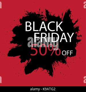 Schwarzer Freitag Verkauf handgefertigter Schrift, Kalligraphie mit film grain, Lärm, dotwork, grunge Textur und dunklen Hintergrund für Logo, Banner, Etiketten, Abzeichen Stock Vektor