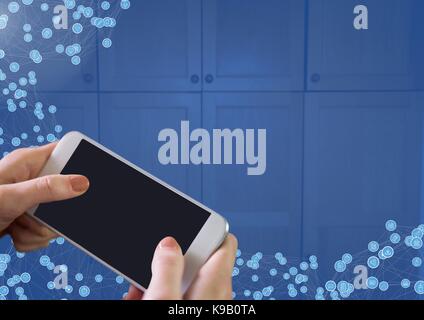 Digital composite von Hand mit Telefon mit Stecker Stockfoto