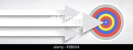 Digital composite von langen Pfeile am Ziel zeigen Stockfoto