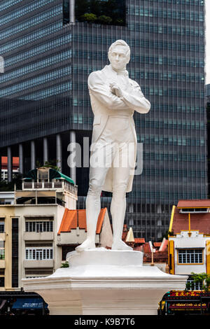 Statue von Sir Stamford Raffles, Singapur Stockfoto