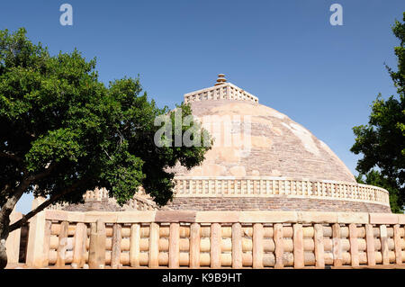 Großen buddhistischen Stupa in Sanchi, Madhya Pradesh, Indien Stockfoto