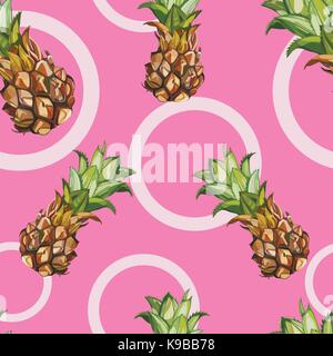 Nahtlose Muster mit tropischen Ananas. Element für die Gestaltung von Einladungen, Filmplakate, Stoffen und anderen Objekten. Stock Vektor