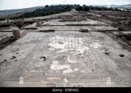 Israel, unteren Galiläa, Zippori National Park der Stadt Zippori (Sepphoris) eine römisch-byzantinischen Zeit Stadt mit zahlreichen Mosaiken Mosaikboden i Stockfoto