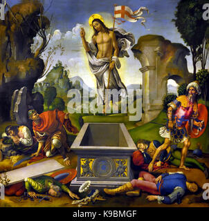 Resurrezione - Auferstehung Christi 1505 Raffaellino Del Garbo 1466 - 1525 die Galleria dell' Accademia di Firenze, oder Galerie der Akademie von Florenz, Italien. Stockfoto
