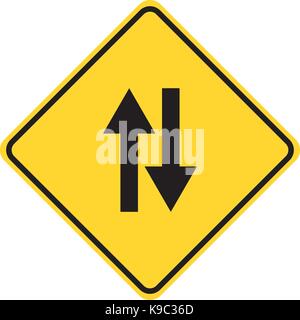 Zwei weg Warnschild Stock Vektor