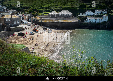 Die Hafenmauer in Tintagel Cornwall Stockfoto