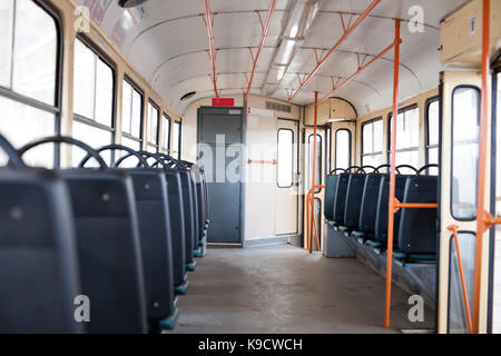 Leeren Straßenbahn Innenraum Stockfoto