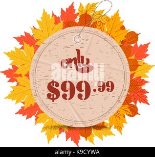 Verkauf Banner mit Blätter im Herbst Stock Vektor