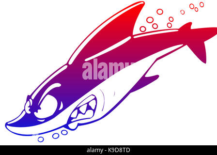 Cartoon Shark – Illustration mit weißem HintergrundCartoon Shark – Illustration mit weißem Hintergrund Stockfoto