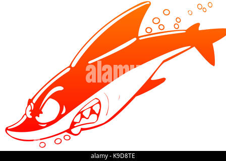 Cartoon Shark – Illustration mit weißem HintergrundCartoon Shark – Illustration mit weißem Hintergrund Stockfoto