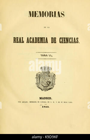 Memorias de la Real Academia de Ciencias de Madrid BHL 26224576 Stockfoto