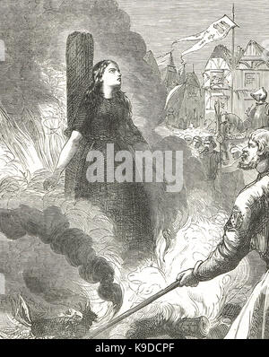 Jeanne d'Arc auf dem Scheiterhaufen verbrannt, Rouen, Frankreich, 30. Mai 1431 Stockfoto