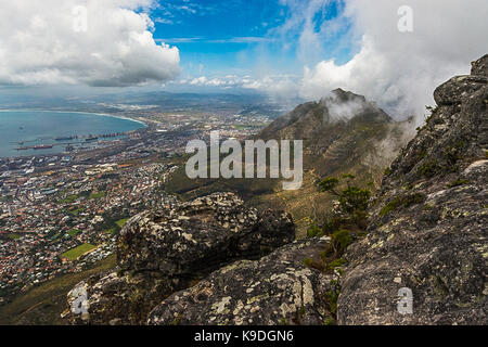 Blick auf Kapstadt vom Tafelberg, Südafrika Stockfoto