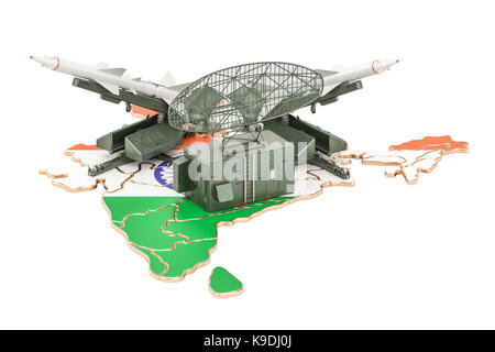 Indische Raketenabwehrsystem Konzept, 3D-Rendering Stockfoto