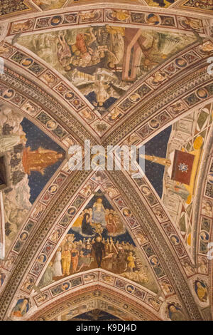 Italien, Siena - 26. Dezember 2016: der Blick auf die Fresken an der Decke des Baptisterium San Giovanni am 26. Dezember in Siena, Toskana, Italien 2016. Stockfoto