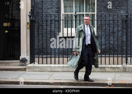 London, Großbritannien. 21. September 2017. Bernard Jenkin, Konservative MP für Harwich und North Essex, Blätter 10 Downing Street nach einer Kabinettssitzung co Stockfoto