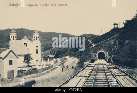 Schmalspurbahn Ostbahn Tunnel Nr. 6 Synagoge Visegrad Stockfoto