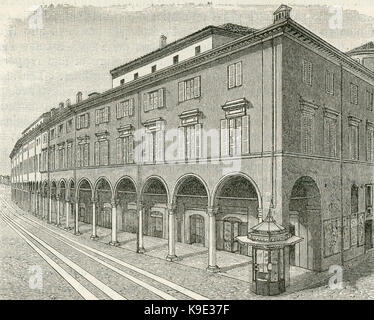 Modena Via Emilia Portico Del Collegio Stockfoto