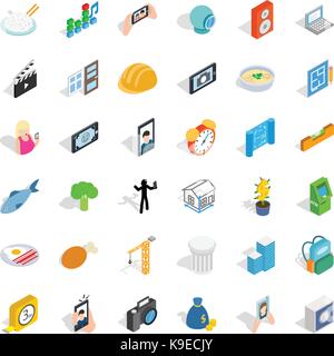 Konkrete Symbole gesetzt, isometrische Stil Stock Vektor