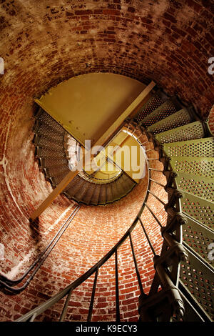 Wendeltreppe in das Kap Blanco Lighthouse Inn Oregon Stockfoto